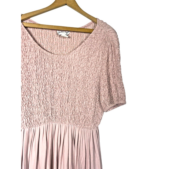 1960s Dress Pink 6P Pleat Skirt Scrunch Bodice Cottagecore Delicate Romantic Vtg - Picture 4 of 9